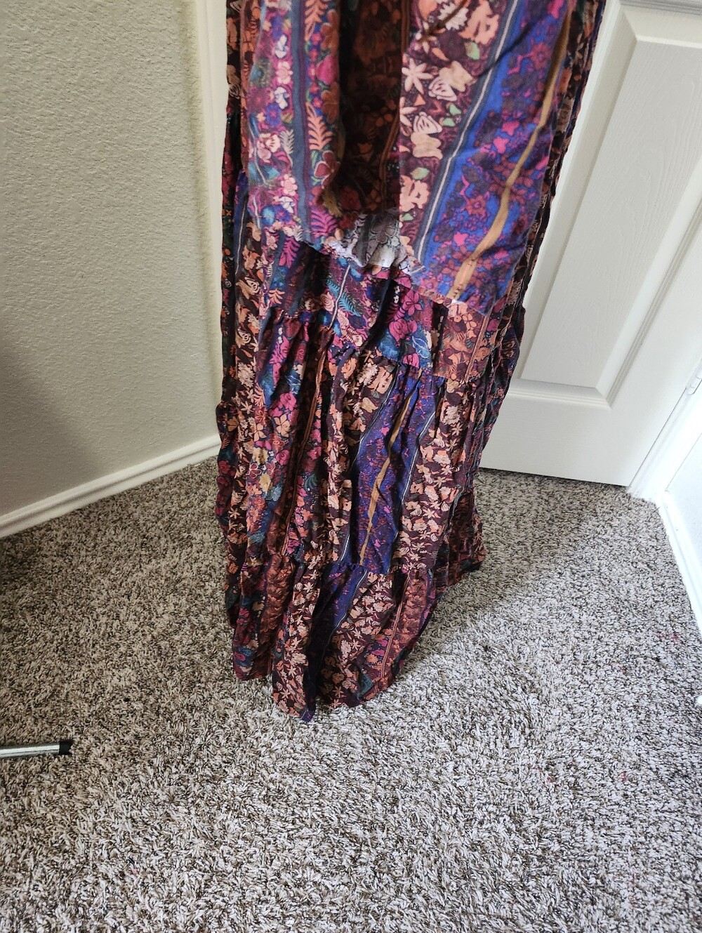 Natural Life Bohemian Floral Tiered Maxi Dress - Burgundy Multi Xxl - Picture 12 of 16